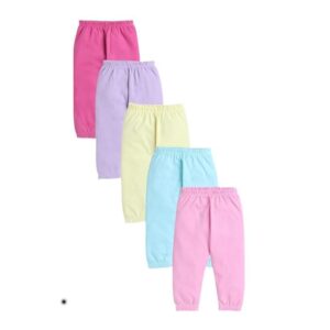 Unisex Cotton Track Pants, Lowers, Pajama for Kids Infants & Toddler - Lowers/Joggers for Boys and Girls (18-24 Months, Girl Print) Pack of 5 (12-18 Months, SOLILD Girl 5)