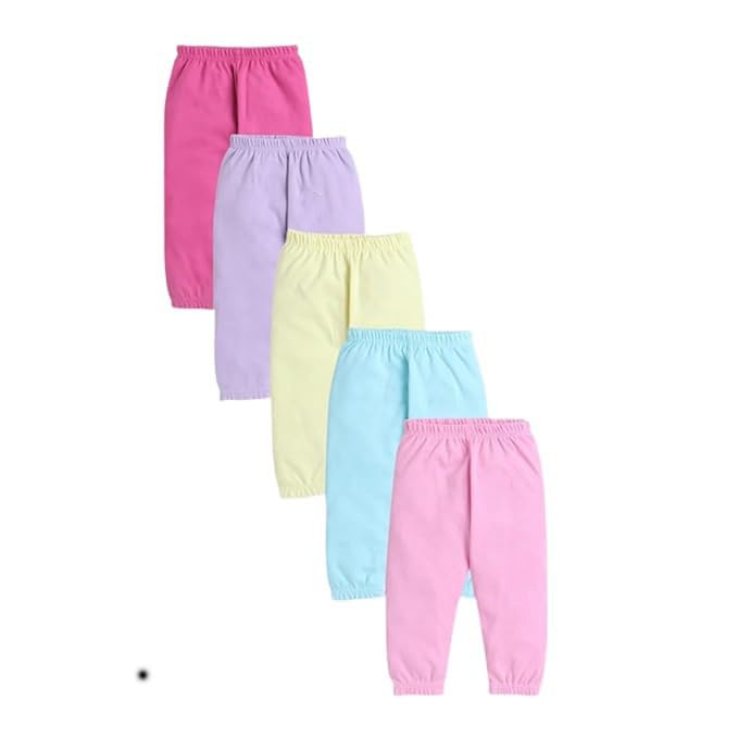 Unisex Cotton Track Pants, Lowers, Pajama for Kids Infants & Toddler - Lowers/Joggers for Boys and Girls (18-24 Months, Girl Print) Pack of 5 (12-18 Months, SOLILD Girl 5)