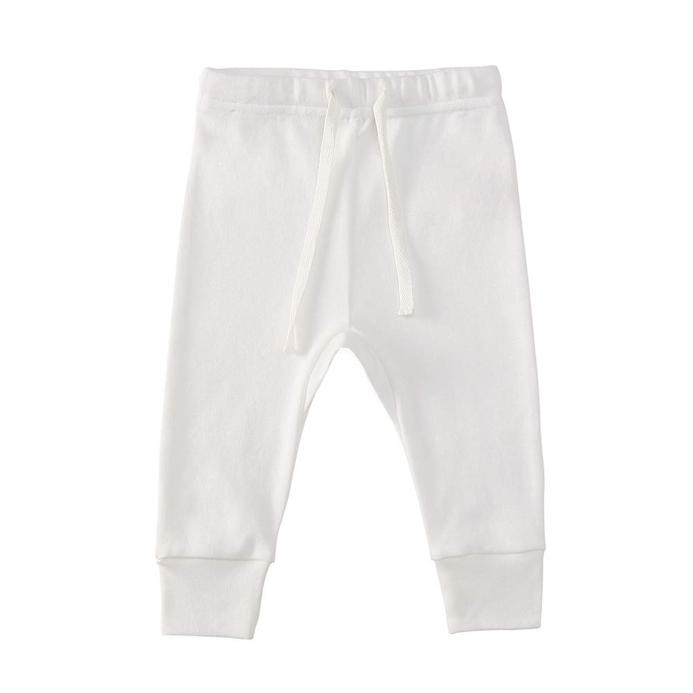 Owlivia Organic Cotton Baby Boy Girl 3-Pack Wiggle Pants Jogging Pants (3pack Off-White, 12-18Months)