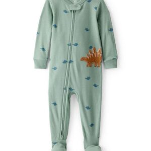 Carter's Baby Boy Dinosaur Print 100% Cotton Long-Sleeve 2-Way Zip 1-Piece Pajamas | 100% Soft One-Piece Sleepsuit