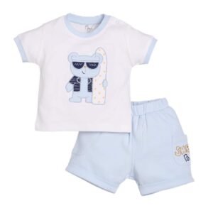 BABY GO 100% Pure Cotton Kids T-Shirt &Shorts for Baby Boys (18-24 Months, SKY2)
