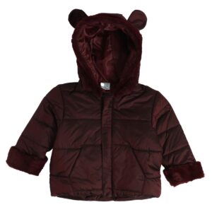 miniklub Baby Boys Hooded Full Sleeve Maroon Color Woven Jacket (12-18M)