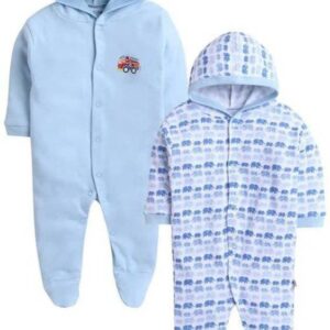 TiniBerry Kids New Born Baby Clothes Set Romper & Sleepsuit for Baby Pack of 2 (12-18 Months, LIGHT BLUE)