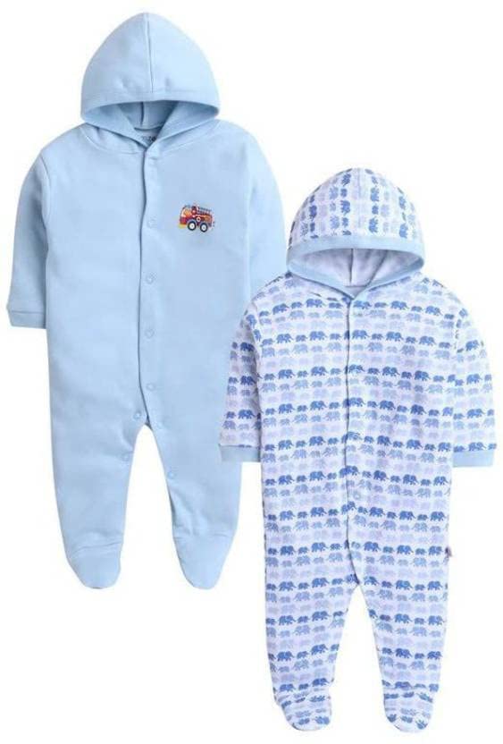 TiniBerry Kids New Born Baby Clothes Set Romper & Sleepsuit for Baby Pack of 2 (12-18 Months, LIGHT BLUE)