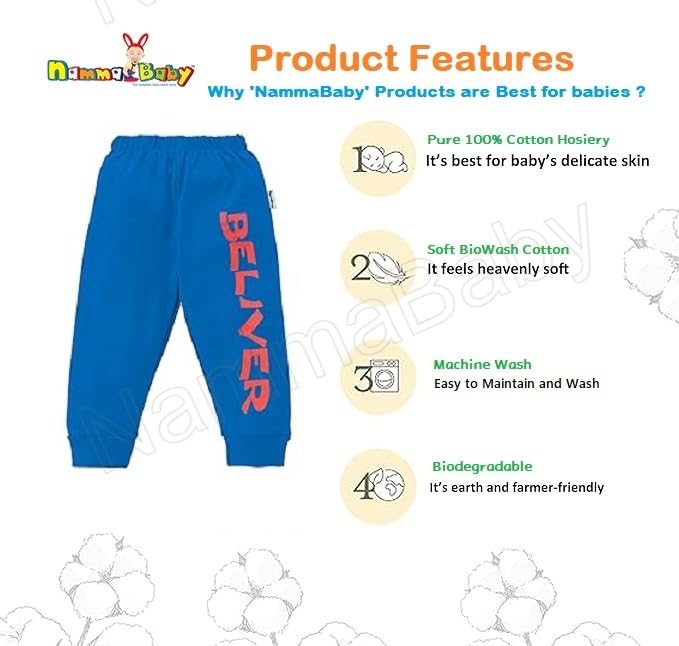 NammaBaby 100% Pure Hoseiry Cotton SOID Unisex Payjama Legging Pants (12-18 Months, Pack of 5)