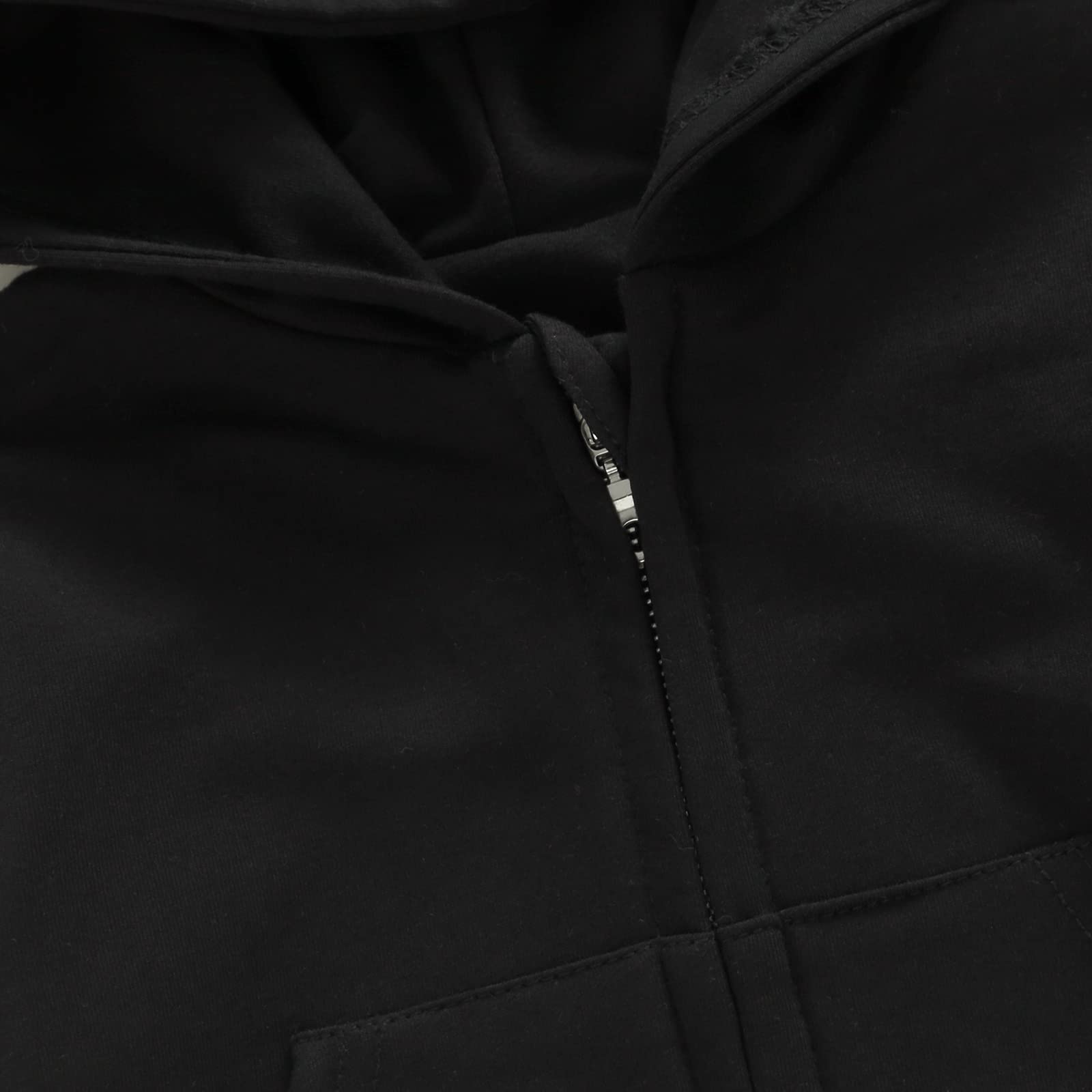 Gueuusu Toddler Baby Zip Up Hoodies Boy Girl Long Sleeve Hooded Sweatshirt Jacket Top with Pocket Kid Casual Outwear Clothes, Black, 12-18 Months