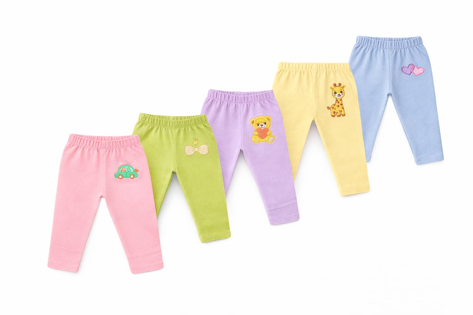 Unisex Baby Cotton Pajama Pant for Baby Boys and Baby Girls Multicolor Combo (Pack of 5) 6-9 Months
