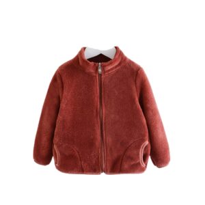 MOMISY Baby Boy & Girls Polyester Blend Sweater Jacket Front Open Round Neck Cardigan (1 to 2 Years, Brown)