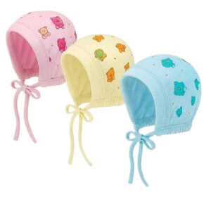 MAMAMORO Baby Caps for New Born | Soft Cotton Baby Knot Caps for Newborns (0–6 Months) | Pack of 3 Multicolour