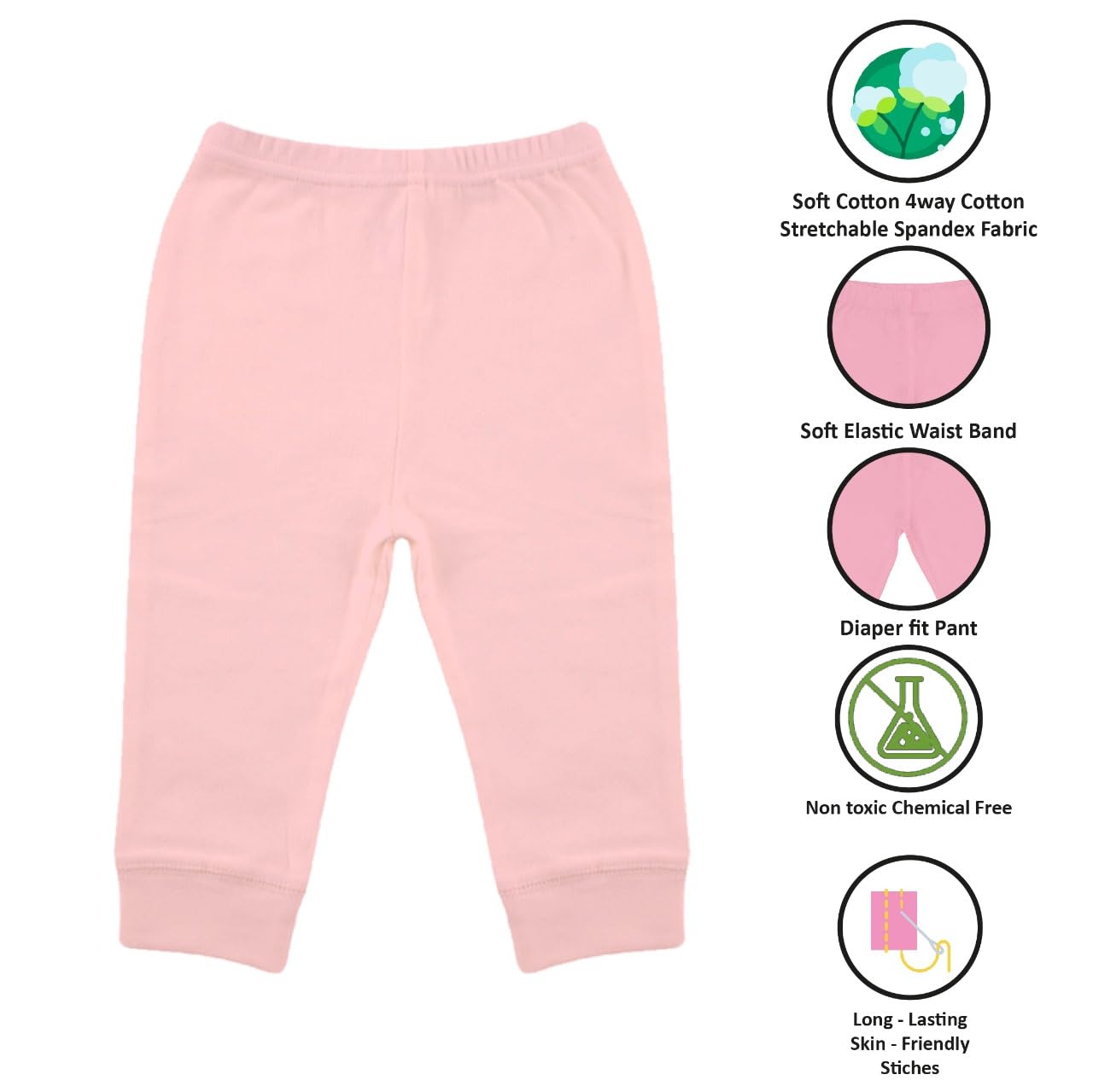 LENAM Baby Cotton Soft Pants/Diaper Fit/Pyjama/Leggings/Trackpants(Pack of 5) (12-18 Months, B.P-Cuff-5)