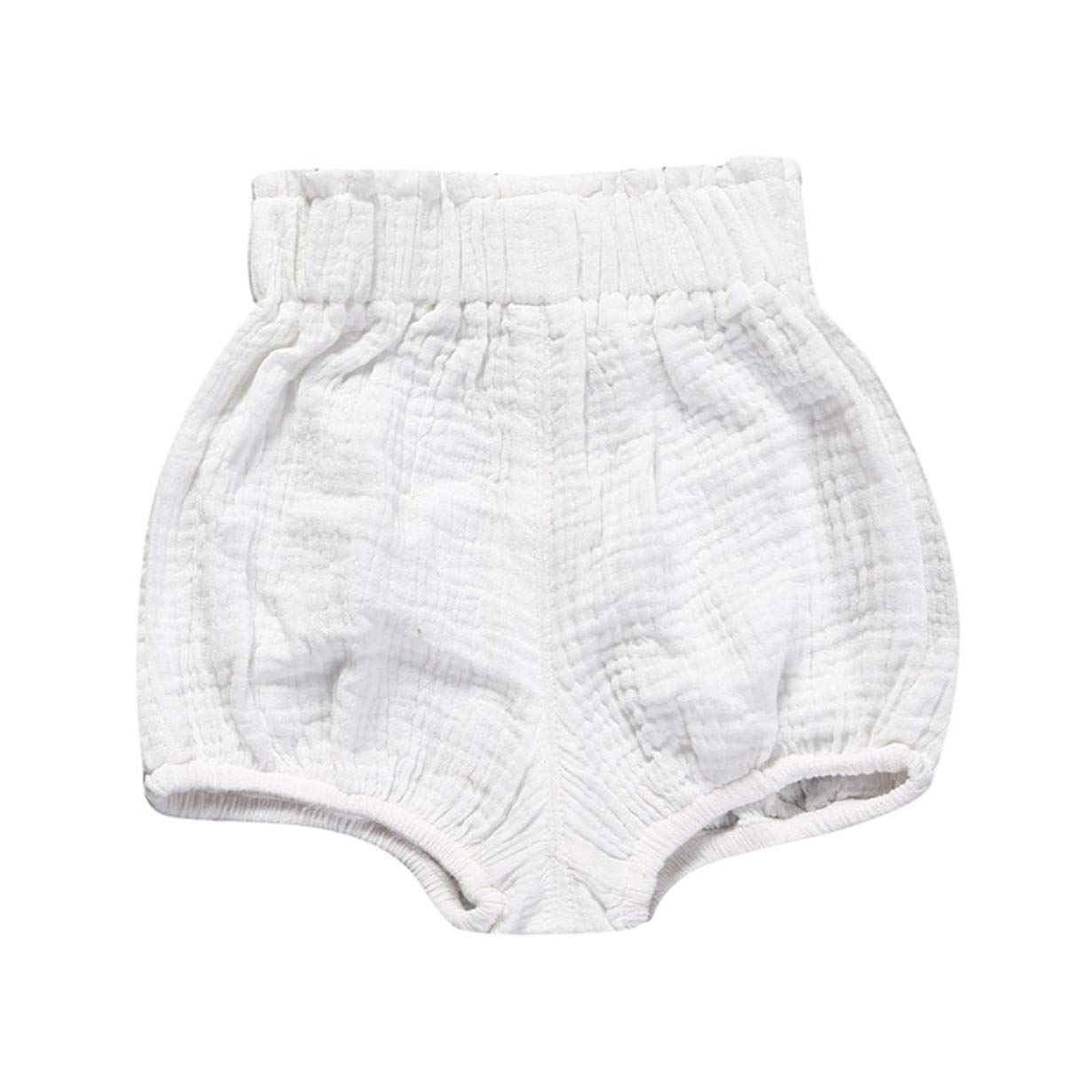 JELEUON 3 Pack of Little Baby Girls Boys Cotton Linen Blend Cute Bloomer Shorts, Mix#1, 12-18 Months