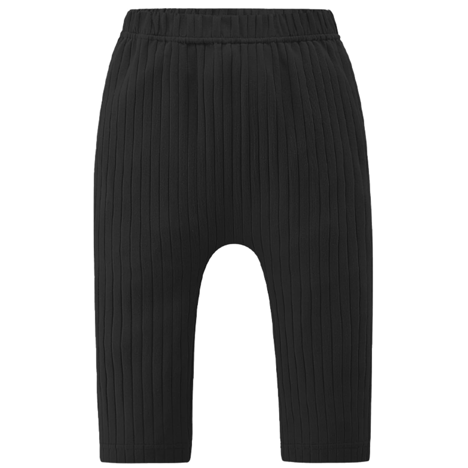 Fullfamous Baby and Toddler Girl's 5 Pack Cotton Ribbed Pull On Pants Leggings 0-4 Years, Black/White/Pink/Yellow/Blue, 12-18 Months