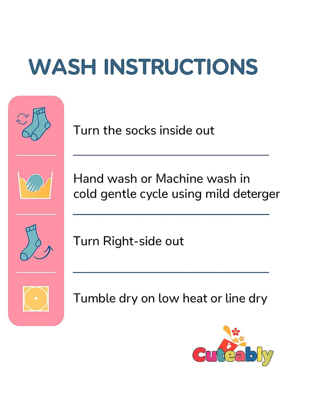 CUTEABLY Baby Organic Anti-Skid Cotton Socks, Pack of 6 Pairs (Assorted Print) (IN, Age, 12 Months, 18 Months, Girl)
