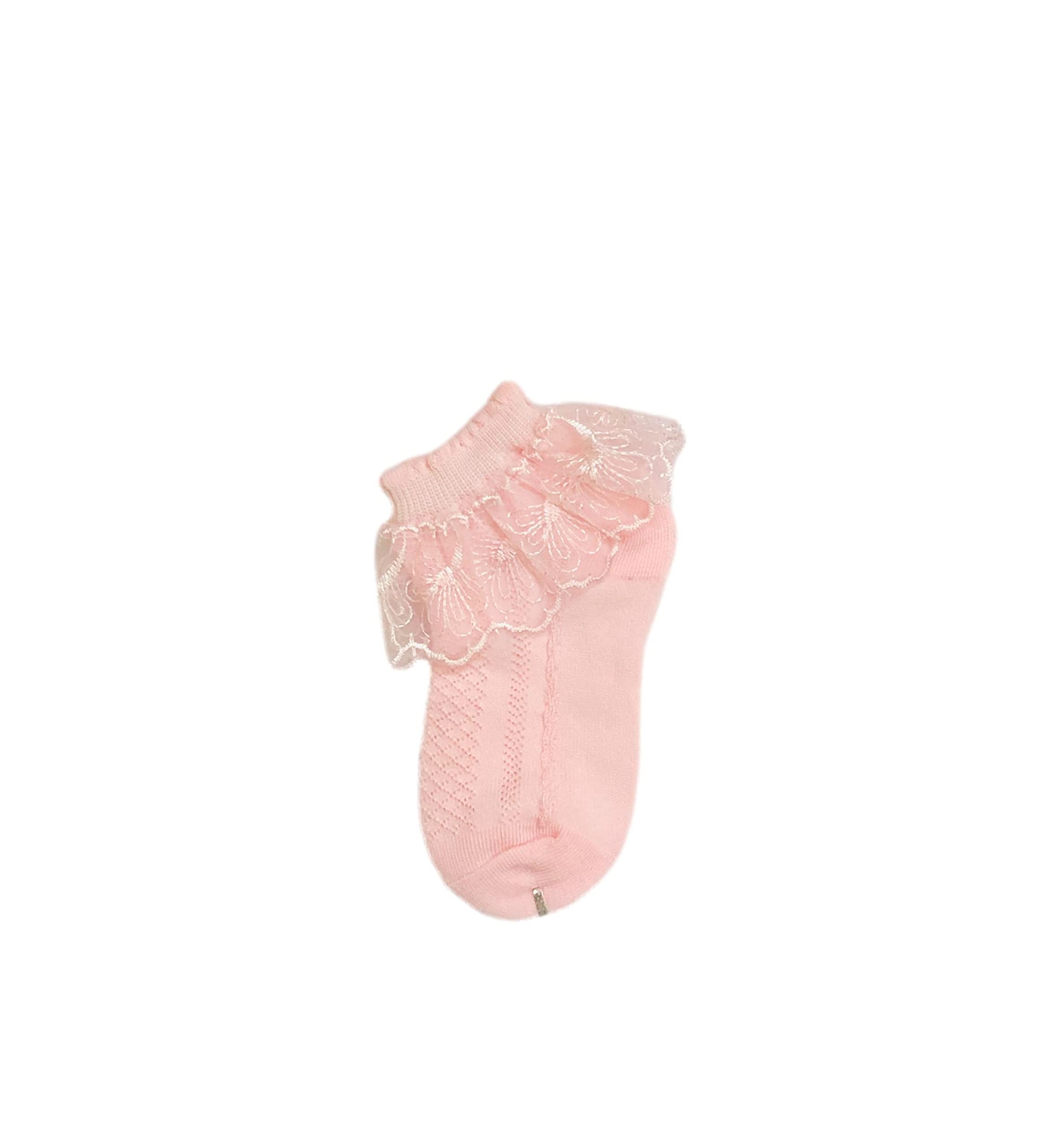 heartbury Baby Girls Cute And Colorful Organic Cotton Frill/Lace Casual Baby Socks For 1-5 Years-4 Pairs,multicolor