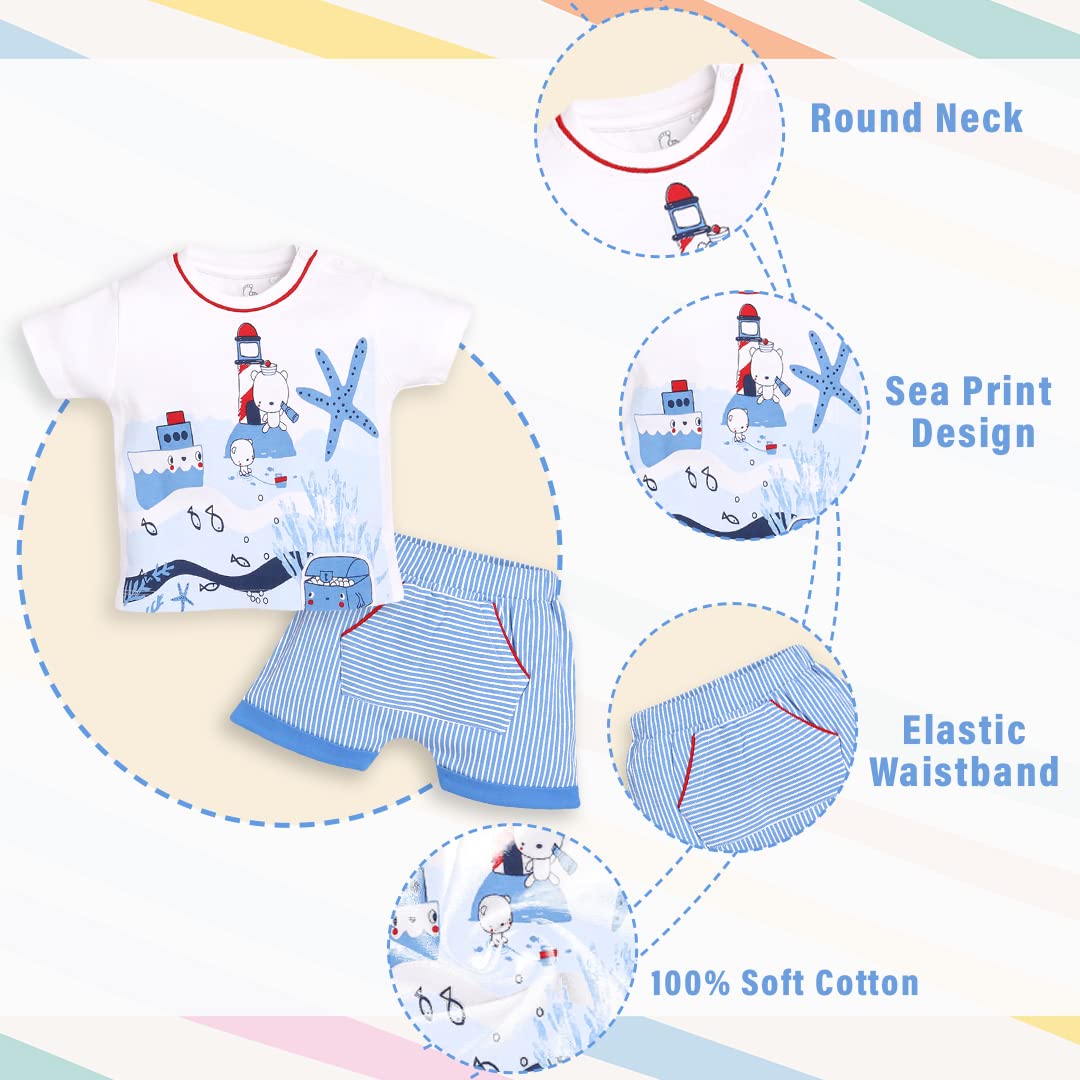 BABY GO 100% Pure Cotton Kids T-Shirt &Shorts for Baby Boys (12-18 Months, ROYAL)