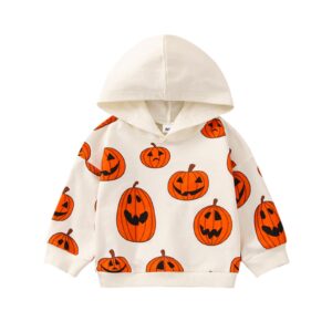 Kids Toddler Baby Girl Boy Hoodies Letter Pullover Sweatshirt Long Sleeve Hooded Tops Fall Winter Clothes, H-pumpkin Orange, 18-24 Months