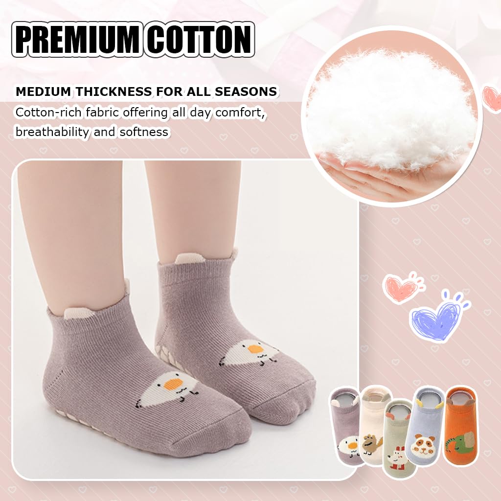 SNOWIE SOFT® 5 Pairs Baby Socks Set, Antislip Socks for New Born Babies 1-3 Years, Non Slip Grip Ankle Socks with Non Skid Soles for Infants Socks for Toddler Girls Boys 12-36 Month Baby Shower Gifts