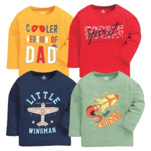 Pooja Baby Baby Girl & Baby Boy Regular Fit Cotton T-Shirt (12-18 Months, Pack of 4)