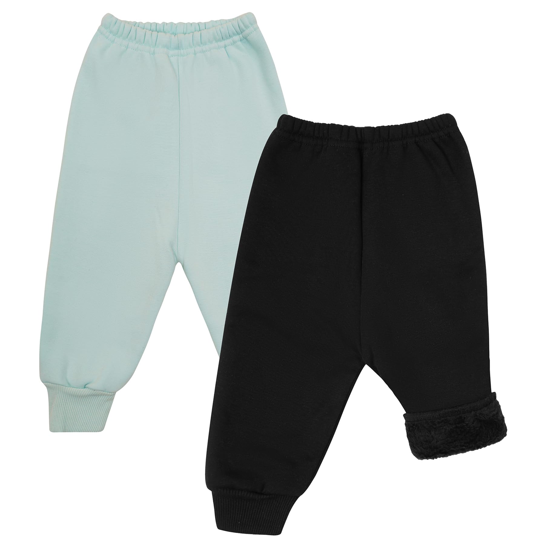 CLAP Unisex Baby Fleece Leggings Kids Winter Thick Warm Pants Boys Girls Pajamas Pack of 2 (in, Age, 12 Months, 18 Months, Regular, Black S.Green)