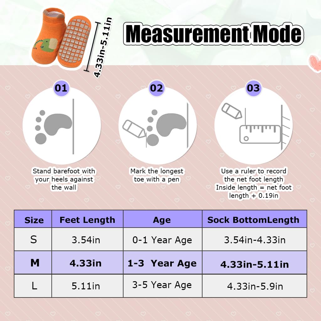 SNOWIE SOFT® 5 Pairs Baby Socks Set, Antislip Socks for New Born Babies 1-3 Years, Non Slip Grip Ankle Socks with Non Skid Soles for Infants Socks for Toddler Girls Boys 12-36 Month Baby Shower Gifts
