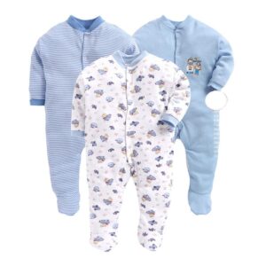 DADDY - G® 100% Cotton Rompers/Sleepsuit for New-born Baby Boys & Girls Pack of 3 (12-18 Months, BLUE)