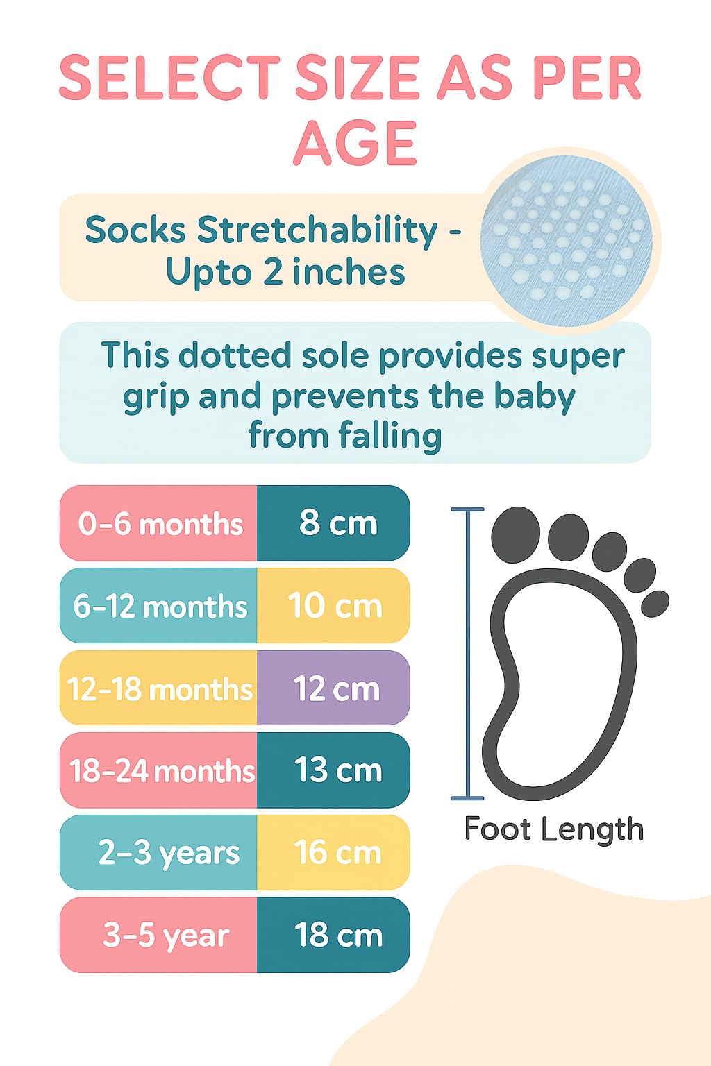 CUTEABLY Baby Organic Anti-Skid Cotton Socks, Pack of 6 Pairs (Assorted Print) (IN, Age, 12 Months, 18 Months, Girl)