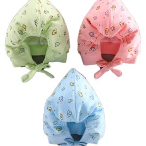 SHRI Ganesh Newborn Baby Unisex Heavy Winter Care Soft Hosiery Cotton Printed Multicolor Woolen Cap for Babies Toddler Kids Caps Boys Hat & Girls Cap Pack of 3 (12-18 Months, Multicolor 1)