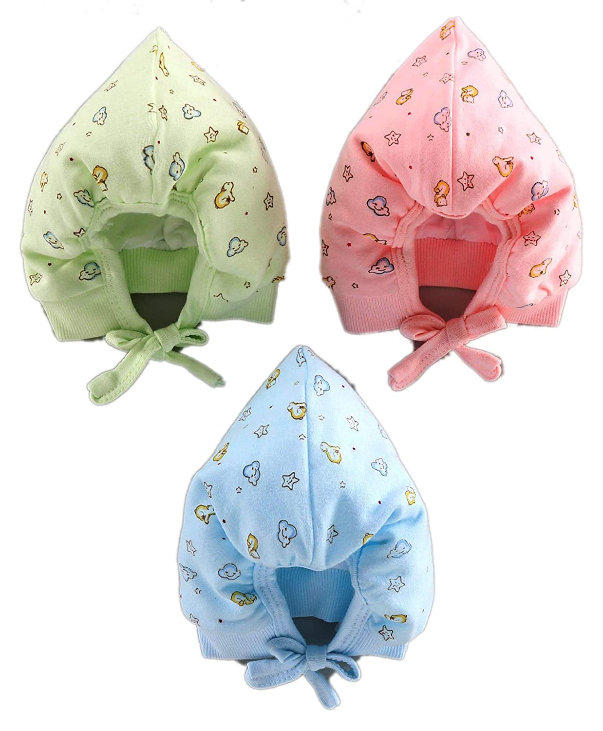 SHRI Ganesh Newborn Baby Unisex Heavy Winter Care Soft Hosiery Cotton Printed Multicolor Woolen Cap for Babies Toddler Kids Caps Boys Hat & Girls Cap Pack of 3 (12-18 Months, Multicolor 1)
