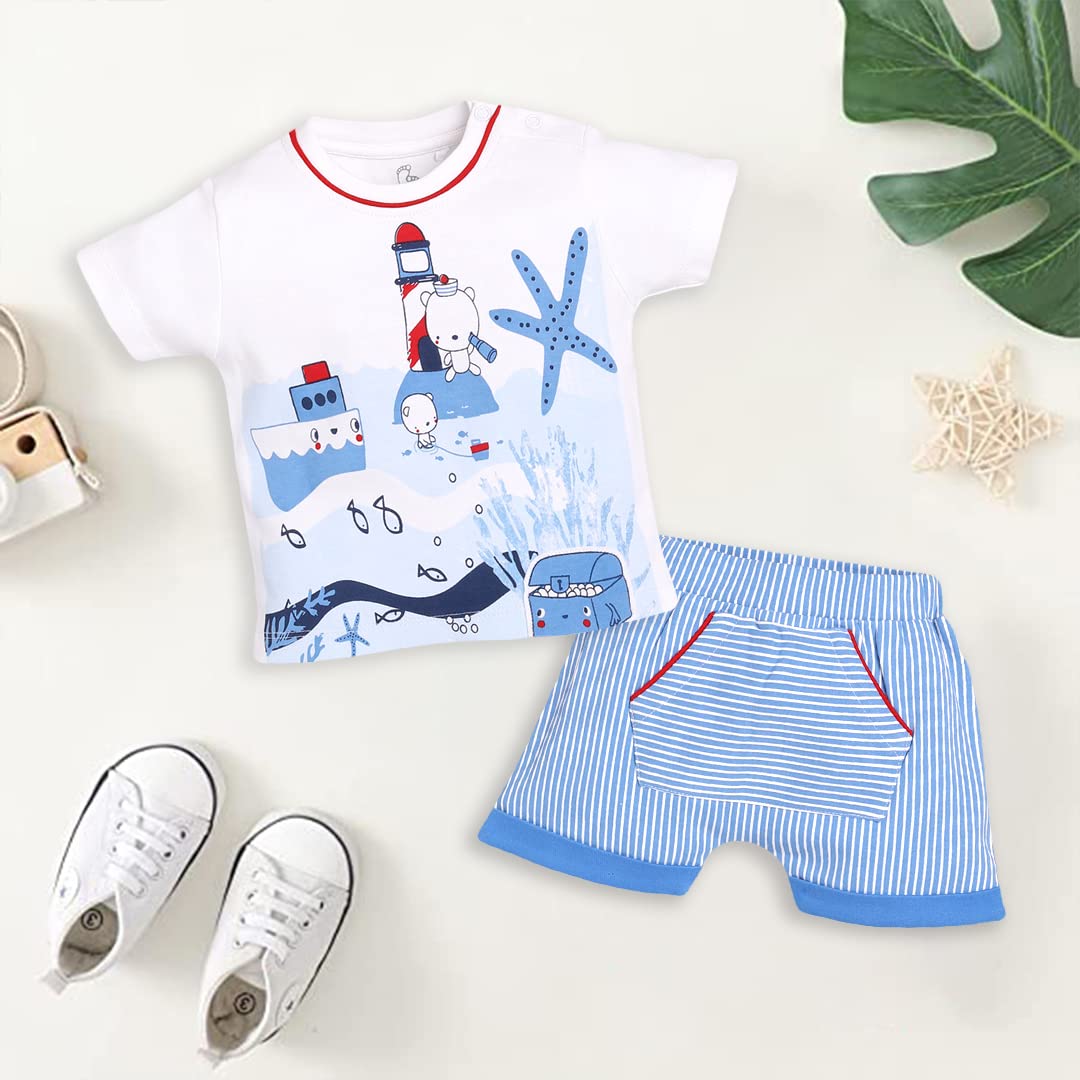 BABY GO 100% Pure Cotton Kids T-Shirt &Shorts for Baby Boys (12-18 Months, ROYAL)