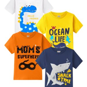 Kuchipoo Boys Regular Fit Half Sleeves Cotton T-Shirts (KUC-TSHRT-527, 12-18 Months, Multi-Colored)