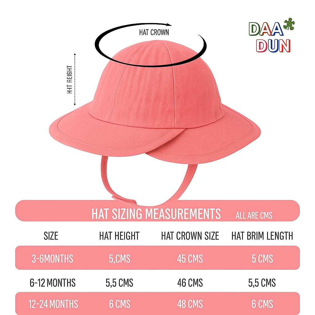 DAADUN Baby Unisex Cotton Bucket hat (12-24 Months, Pink)