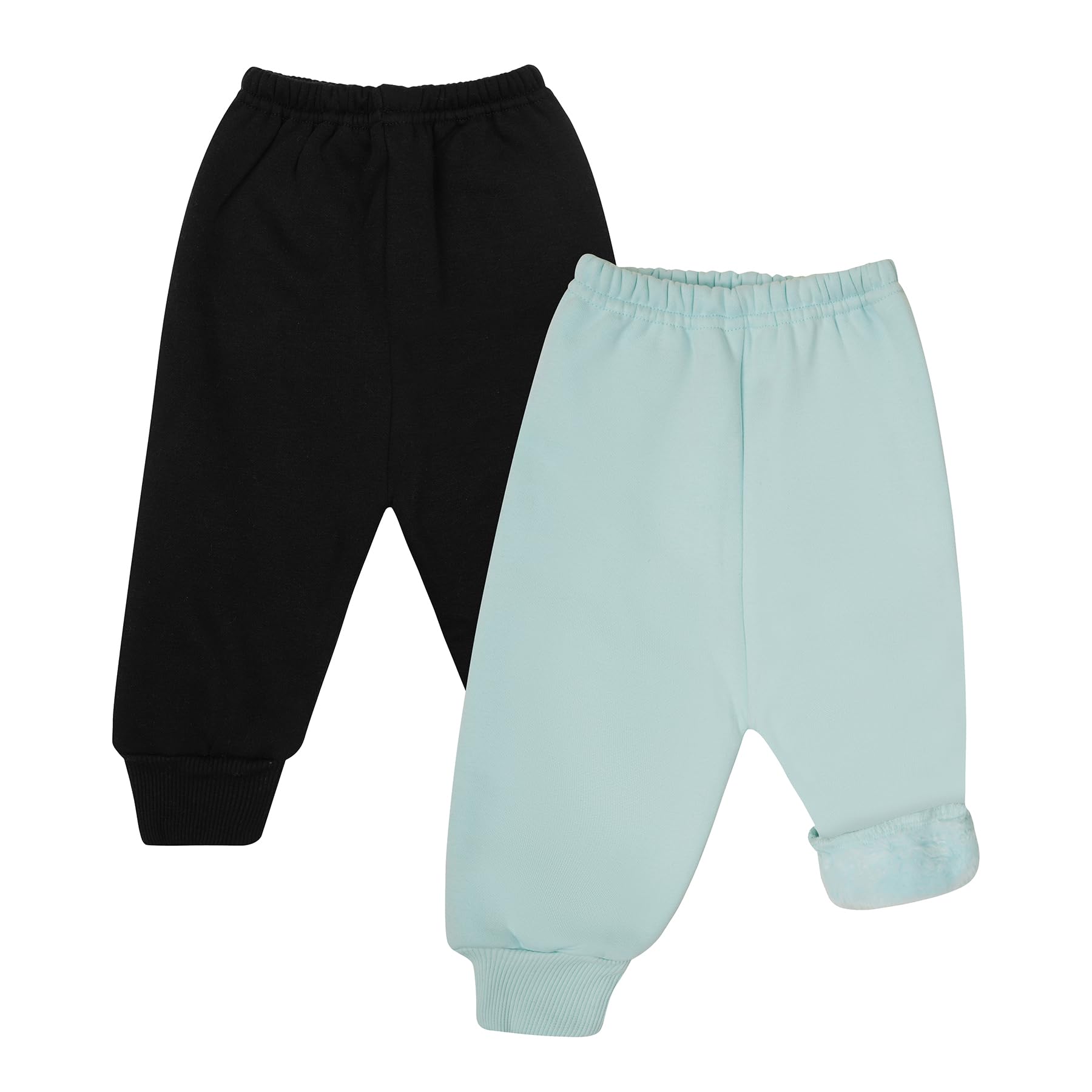 CLAP Unisex Baby Fleece Leggings Kids Winter Thick Warm Pants Boys Girls Pajamas Pack of 2 (in, Age, 12 Months, 18 Months, Regular, Black S.Green)