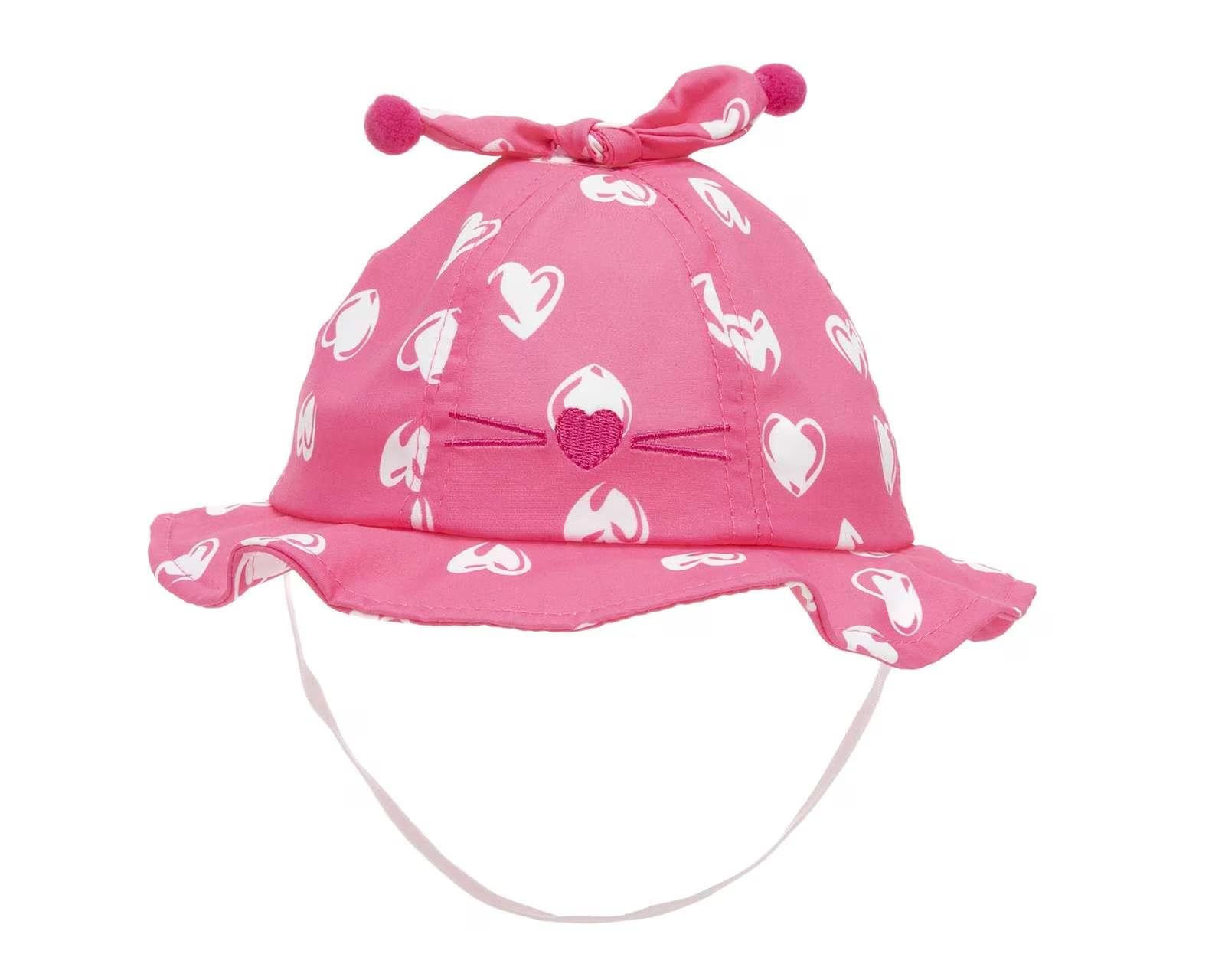 THE DDS STORE Spring Cute Baby Sun Hat Heart Print Baby Boy Girl Bucket Hat Summer Outdoor Kids Children Panama Caps Toddler Beach Caps Beanie (Dark Pink)