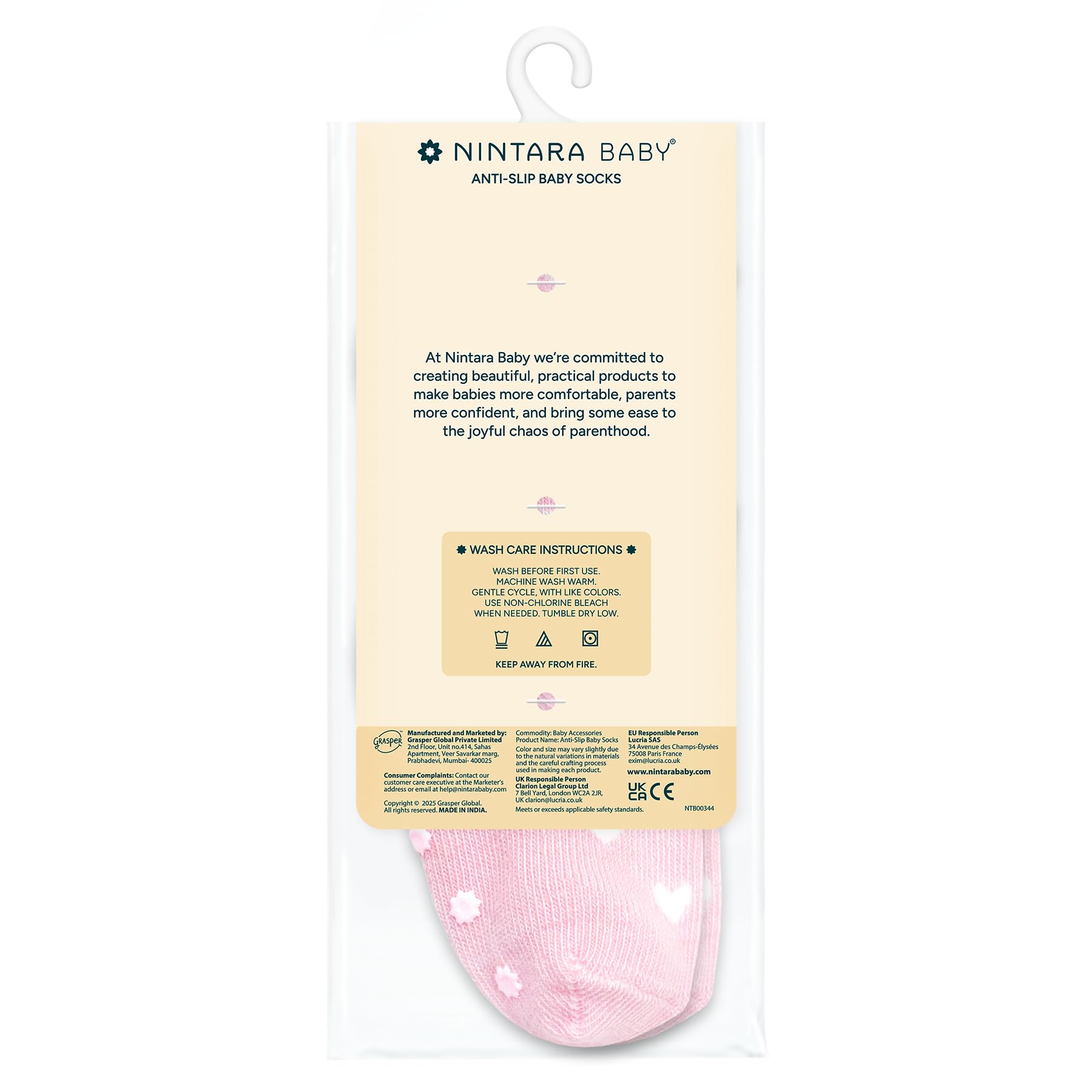 NINTARABABY Anti-Slip Socks – Soft & Breathable Newborn Socks with Secure Stretch Fit, Non-Slip Baby Socks for Crawling & Walking, Gift for Baby Showers & Newborns, Pack of 3