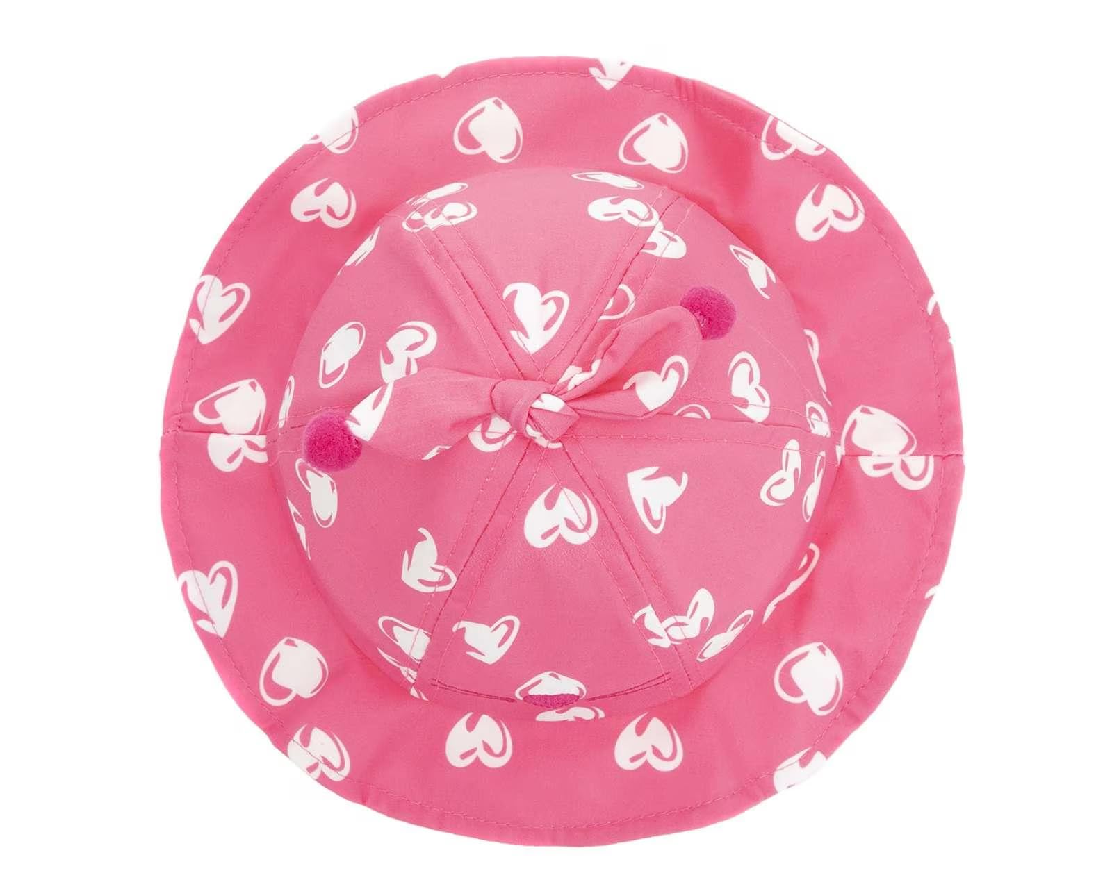 THE DDS STORE Spring Cute Baby Sun Hat Heart Print Baby Boy Girl Bucket Hat Summer Outdoor Kids Children Panama Caps Toddler Beach Caps Beanie (Dark Pink)