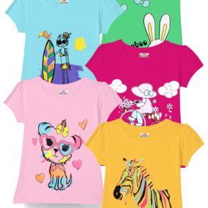 Kuchipoo Regular Girls Cotton Multi-Colored T-Shirt (12-18 Months)