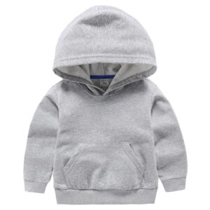 RUIBETYHUA Baby Kids Boy Girl Solid Casual Pocket Hoodie Sweatershirt Long Sleeve Pullover Tops 1-6T, Grey, 18-24 Months