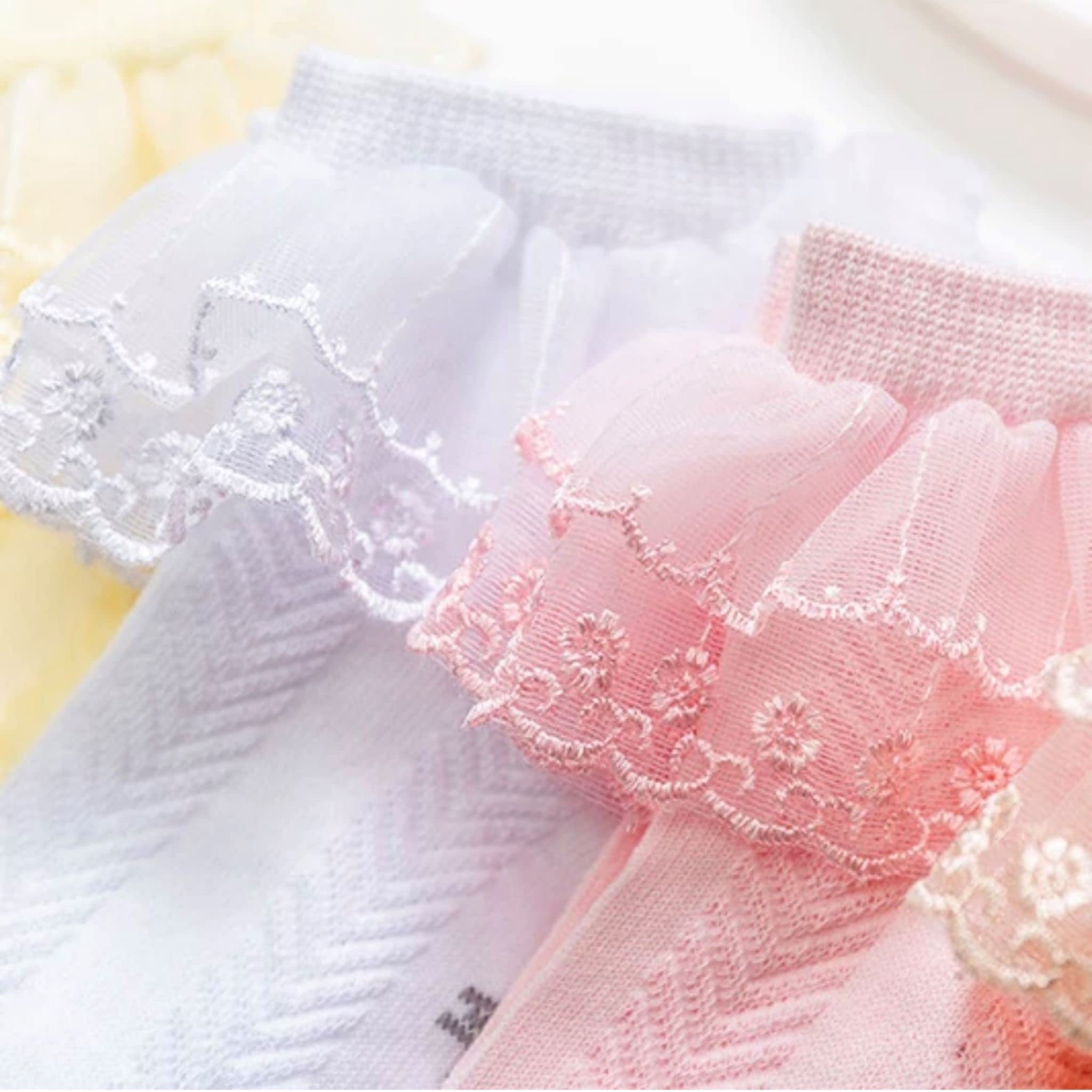 heartbury Baby Girls Cute And Colorful Organic Cotton Frill/Lace Casual Baby Socks For 1-5 Years-4 Pairs,multicolor