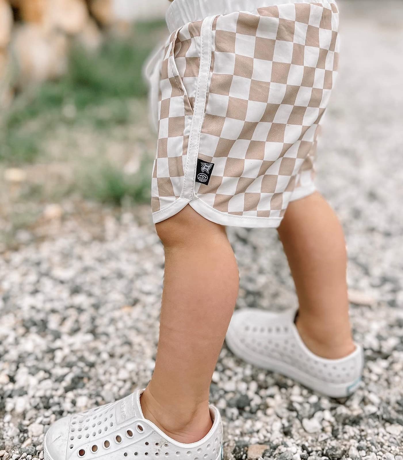 Baby Boys Shorts Checkerboard Print Drawstring Casual Pocket Decoration Clothing Summer Bottoms, Yellow, 12-18 Months