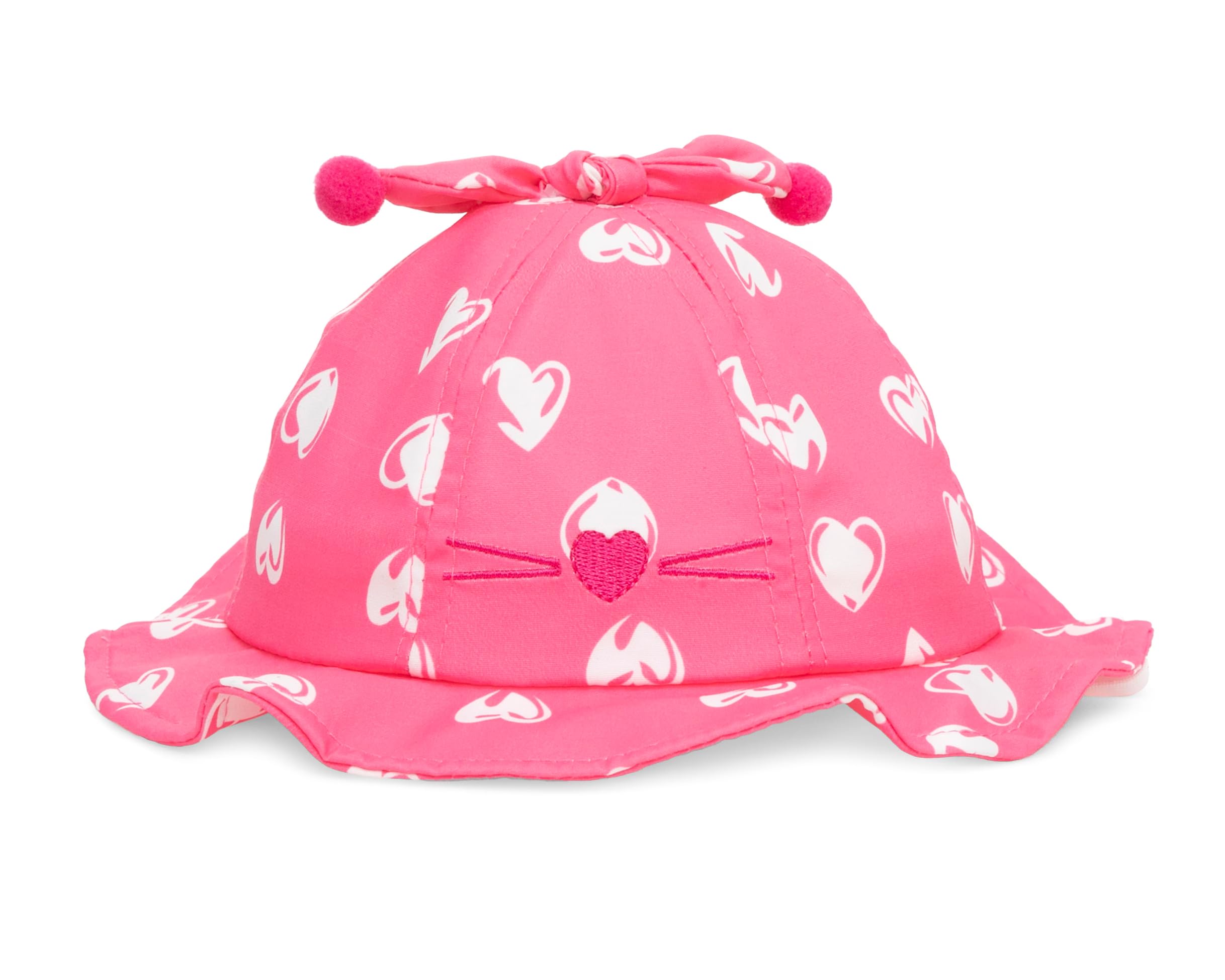THE DDS STORE Spring Cute Baby Sun Hat Heart Print Baby Boy Girl Bucket Hat Summer Outdoor Kids Children Panama Caps Toddler Beach Caps Beanie (Dark Pink)