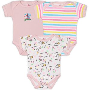 POOJA BABY Cotton Bodysuit/Romper/Sleepsuits/Jumpsuit/Outfit for Baby Boys & Girls Set of 3 (12-18 Months, PINK)