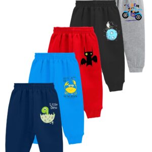 Kuchipoo Unisex Cotton Blend Regular Fit Mid Rise Baby Boys And Baby Girls Pyjama Set - Pack Of 5 (Multicolor, 12-18 Months, Paj-145)