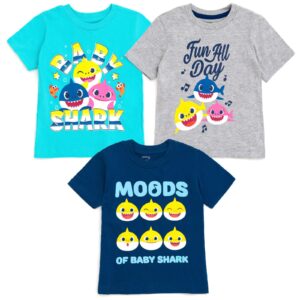 Pinkfong Baby Shark Daddy Shark Mommy Shark 3 Pack Graphic T-Shirt, Blue / Grey, 18 Months