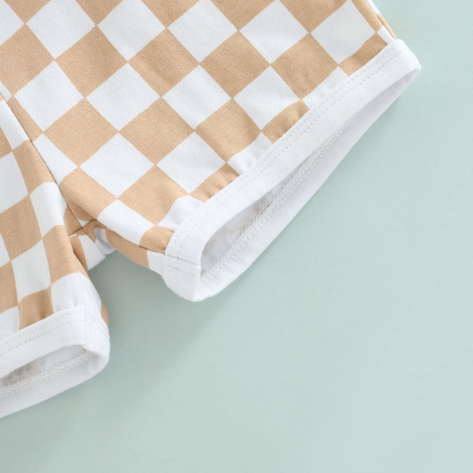 Baby Boys Shorts Checkerboard Print Drawstring Casual Pocket Decoration Clothing Summer Bottoms, Yellow, 12-18 Months