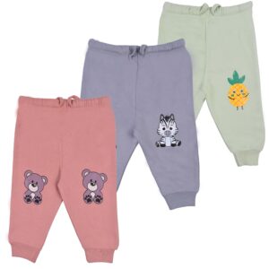 Toddylon Baby Pants Combo Pack Pyjamas for Boys & Girls Soft Cotton Pajama Pants Printed Lower Regular Fit Trackpants Kids & Baby Soft Pyjama Unisex Track Pants (Pack of 3)