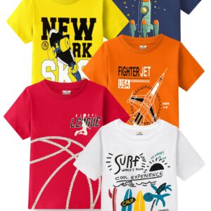 Kuchipoo Boys Regular Fit Half Sleeves Cotton T-Shirts (KUC-TSHRT-474, 12-18 Months, Multi-Colored)