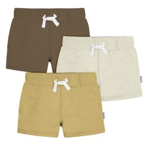 Gerber Baby Boys' Toddler 3-Pack Pull-on Knit Shorts, Neutrals, 12 Months