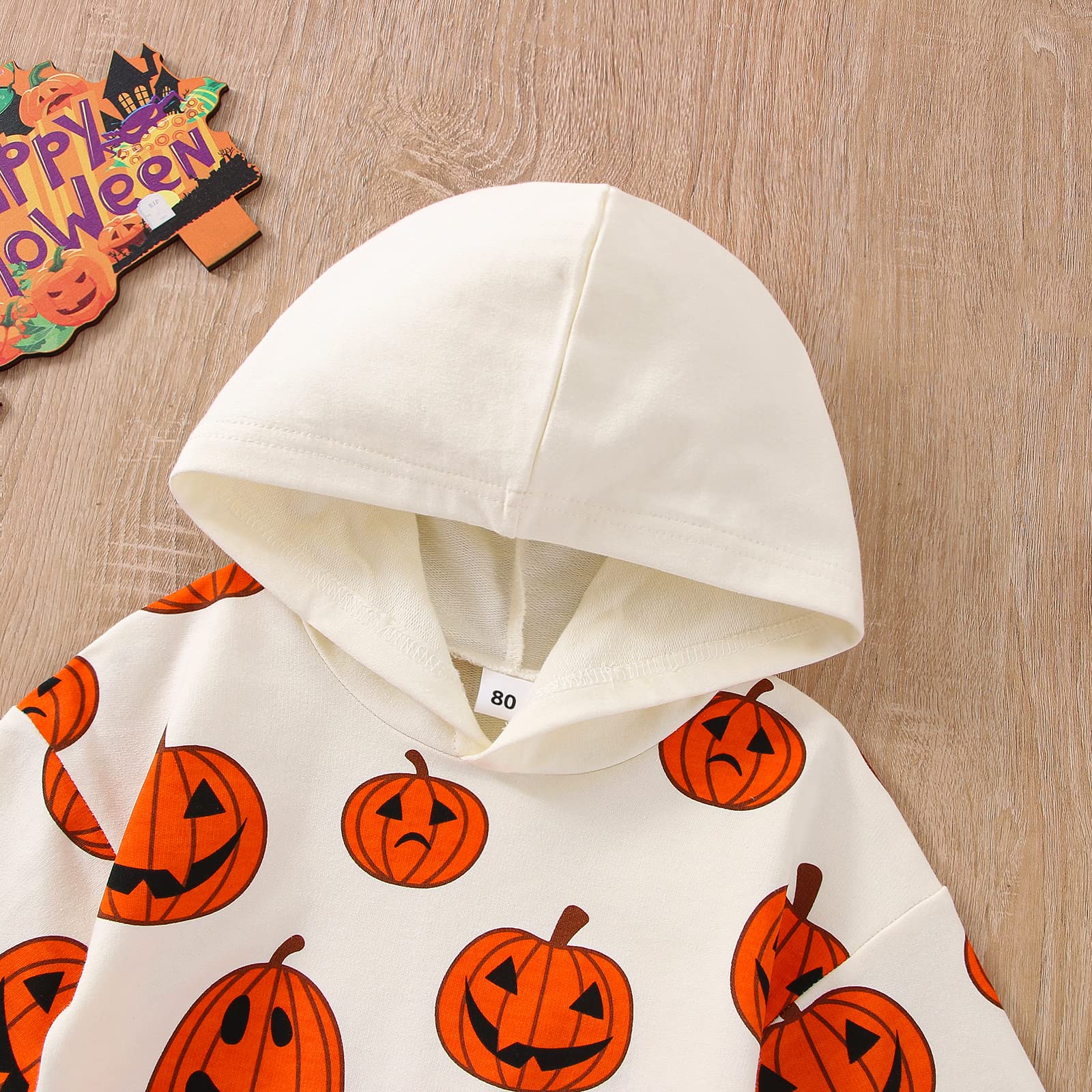 Kids Toddler Baby Girl Boy Hoodies Letter Pullover Sweatshirt Long Sleeve Hooded Tops Fall Winter Clothes, H-pumpkin Orange, 18-24 Months