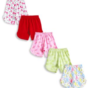 YUV Baby Girls Regular Fit Multicolor Cotton Shorts (Pack of 5) - 18 to 24 Months