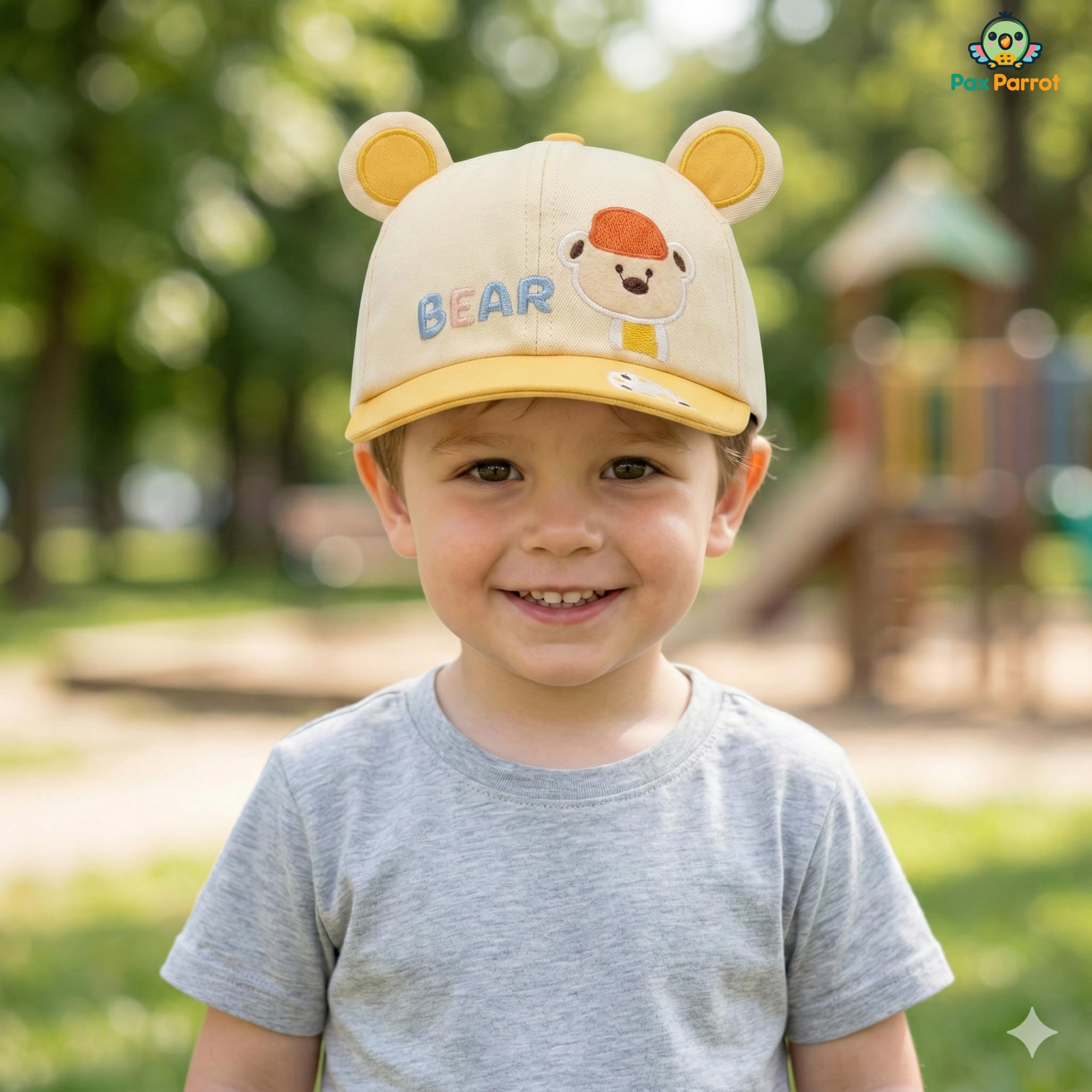PAX PARROT Premium Design Adjustable Summer Cap for Kids | Lightweight & Breathable Baby Cap for Boys & Girls 2–5 Years | Soft Comfortable Sun Protection Hat (50–54 cm)